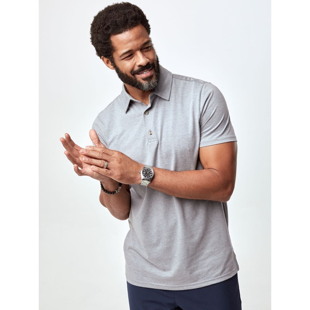 Fresh Clean Threads Mens Polo Shirt Grey Heather Short Sleeve Casual